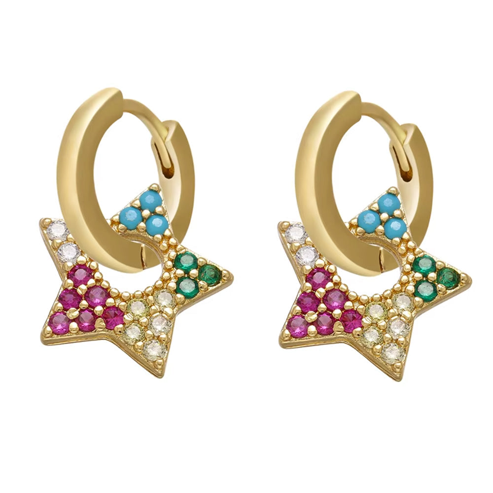 y2k star drop hoops earrings boogzel clothing