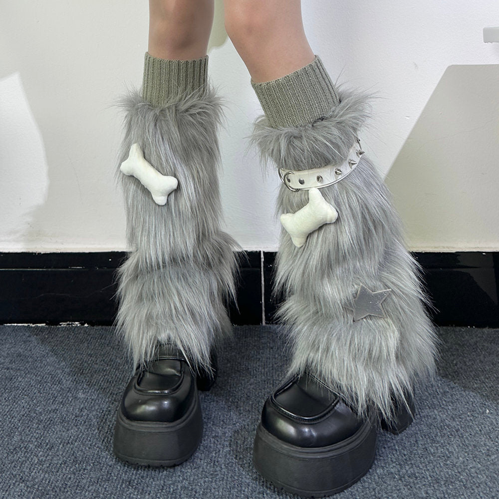 y2k star fuzzy leg warmers boogzel clothing