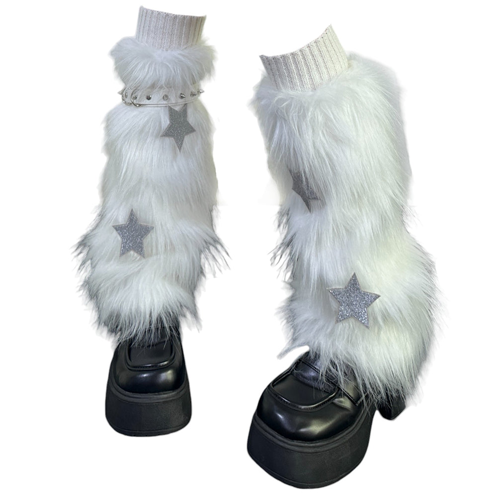 y2k star fuzzy leg warmers boogzel clothing