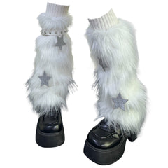 y2k star fuzzy leg warmers boogzel clothing