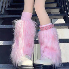 y2k star fuzzy leg warmers boogzel clothing