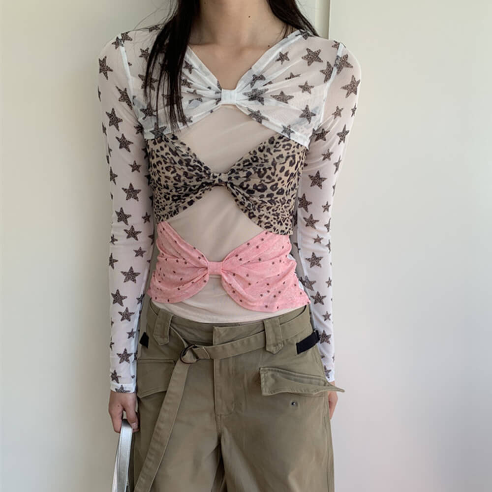 y2k star mesh long sleeve top boogzel clothing