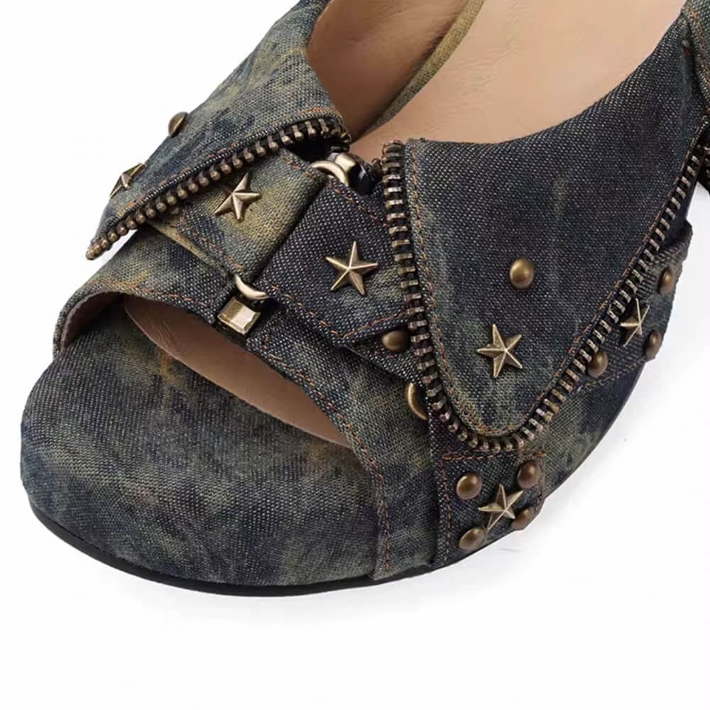 y2k star stud platform heel sandals boogzel clothing
