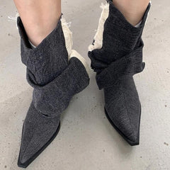 y2k style distressed black denim boots boogzel clothing