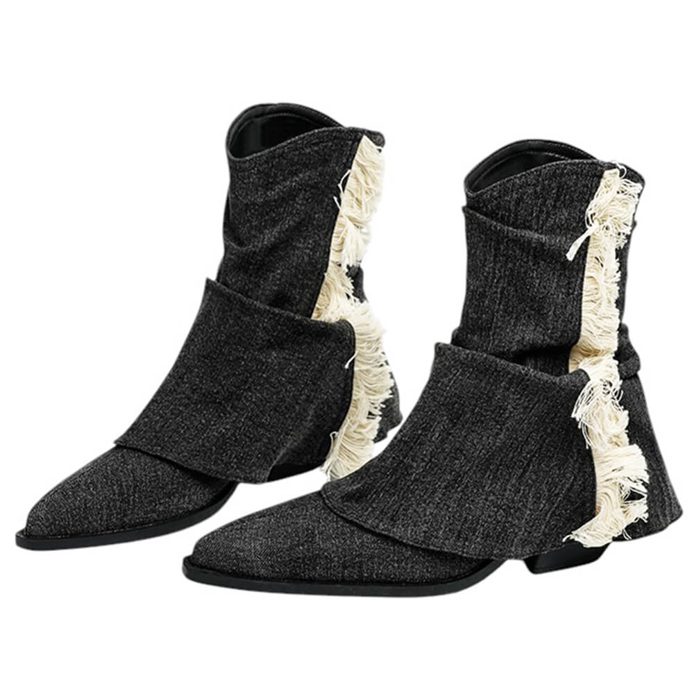 y2k style distressed black denim boots boogzel clothing