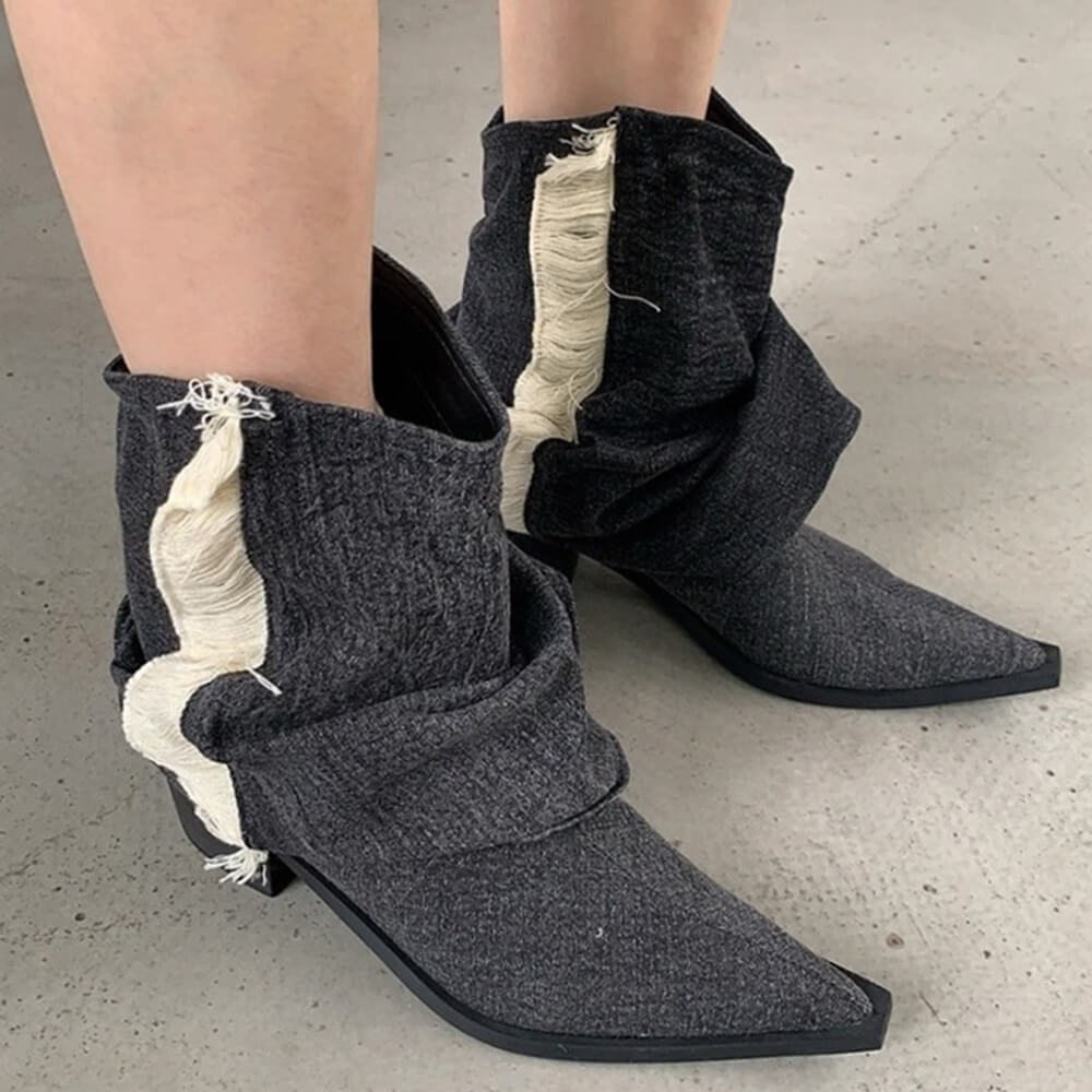 y2k style distressed black denim boots boogzel clothing
