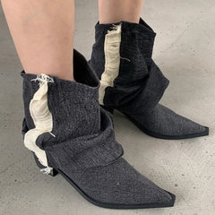 y2k style distressed black denim boots boogzel clothing