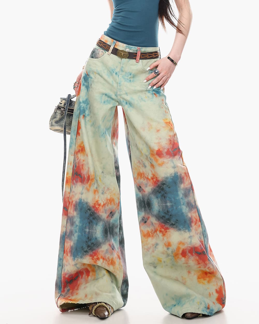 y2k tie dye wide leg jeans boogzel clothing