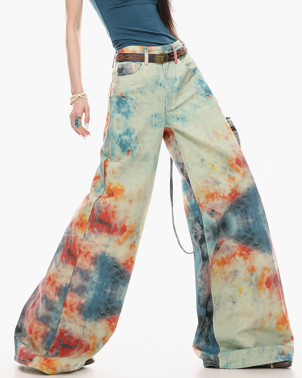 y2k tie dye wide leg jeans boogzel clothing