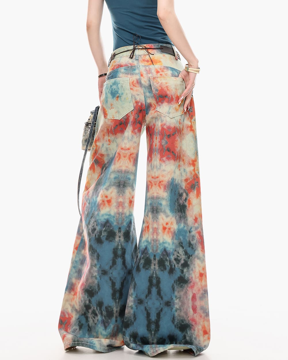y2k tie dye wide leg jeans boogzel clothing