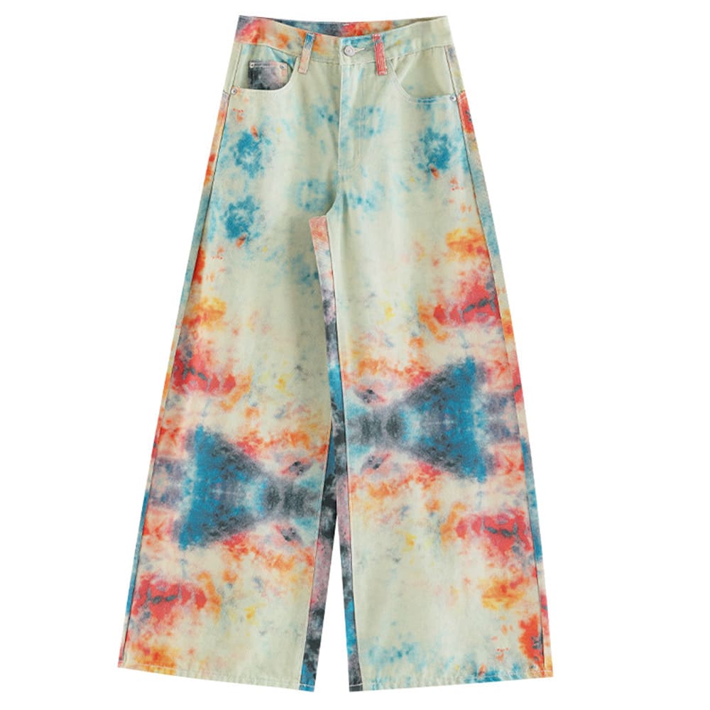 y2k tie dye wide leg jeans boogzel clothing