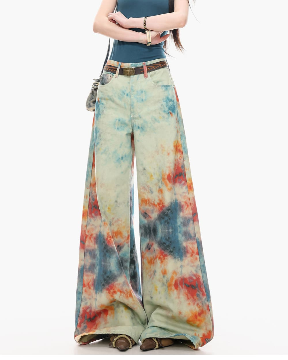 y2k tie dye wide leg jeans boogzel clothing