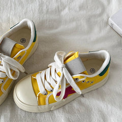 yellow and red star sneakers boogzel clothing