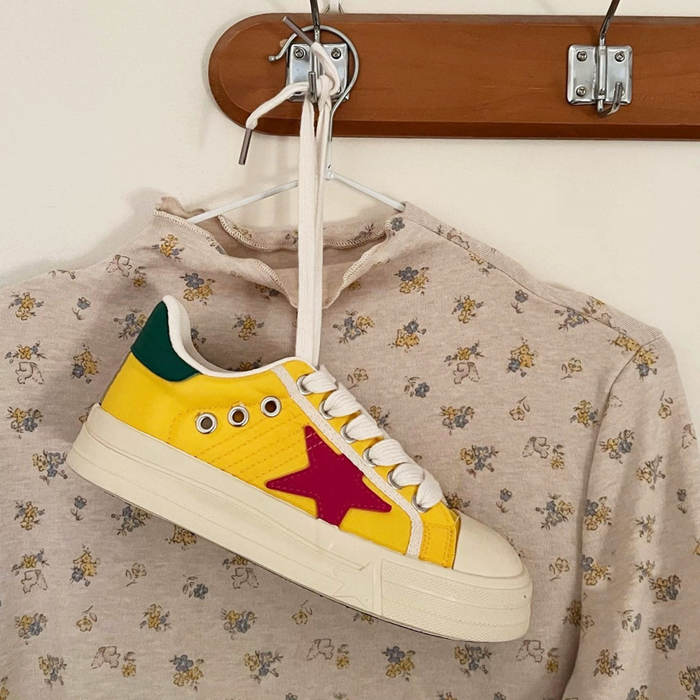 yellow and red star sneakers boogzel clothing