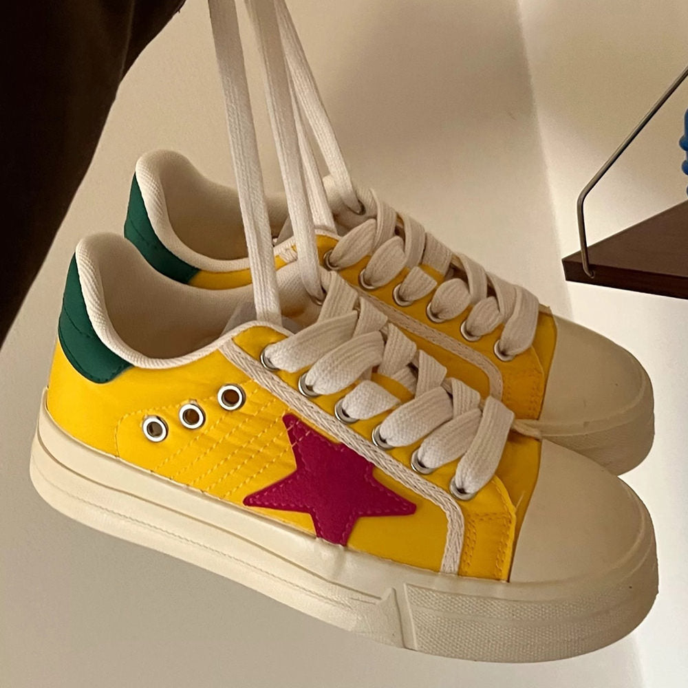 yellow and red star sneakers boogzel clothing