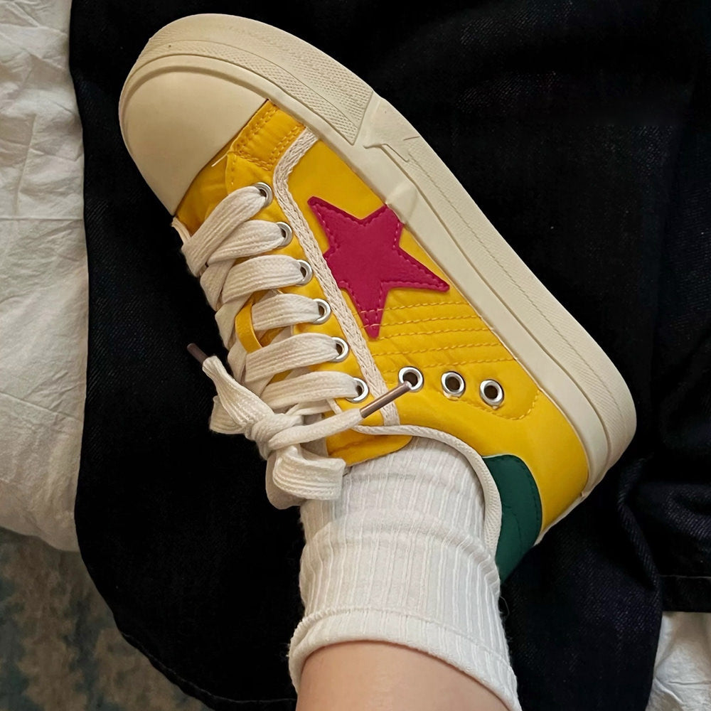 yellow and red star sneakers boogzel clothing