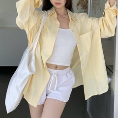 yellow striped oversized shirt boogzel clothing