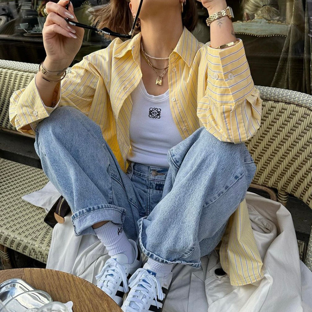 yellow striped shirt boogzel clothing