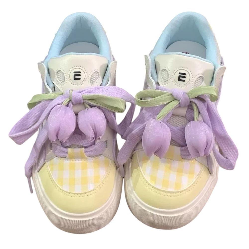 yellow tulip aesthetic sneakers boogzel clothing