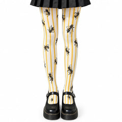 yellow white striped bee tights boogzel clothing